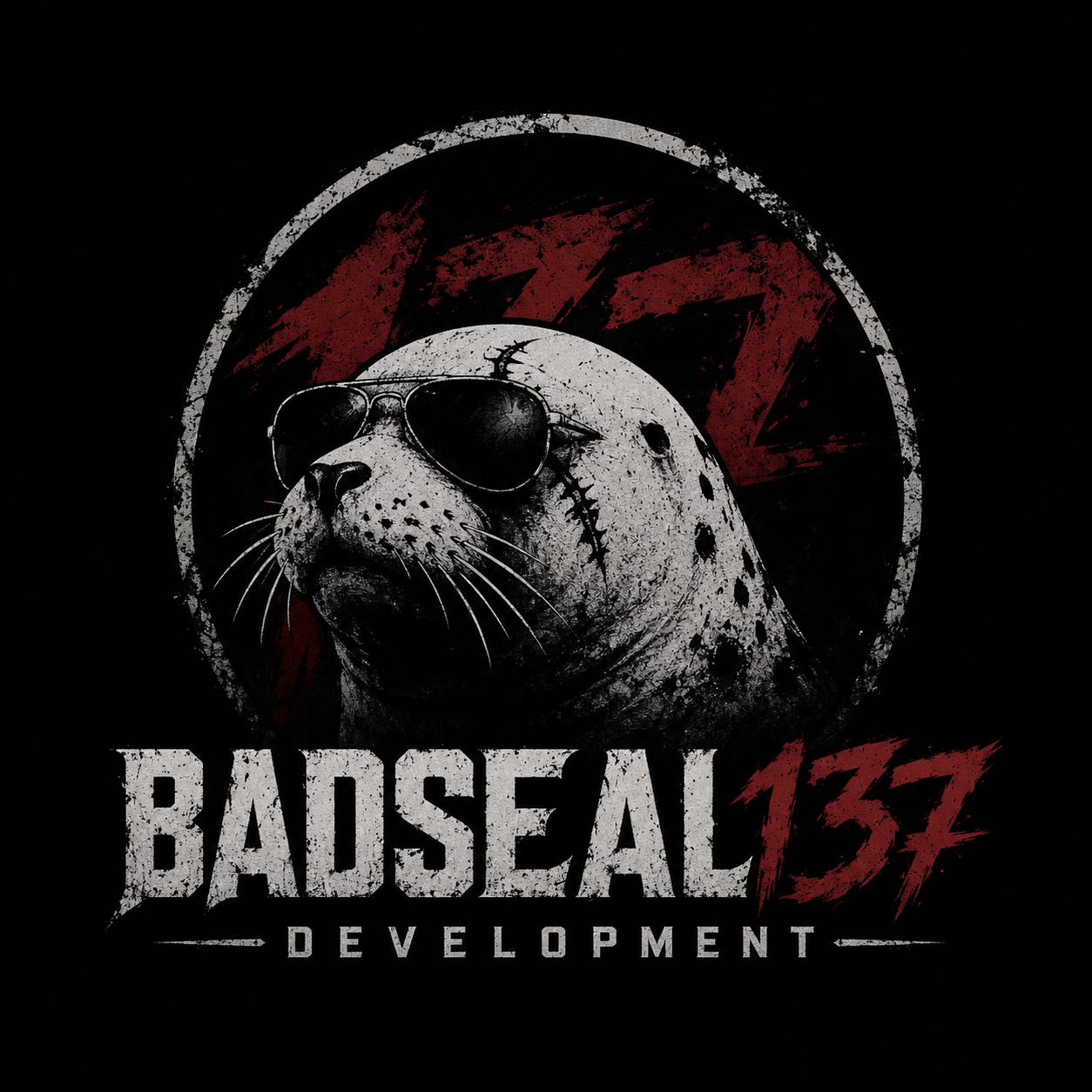 BadSeal137 Development logo — a scarred seal in sunglasses